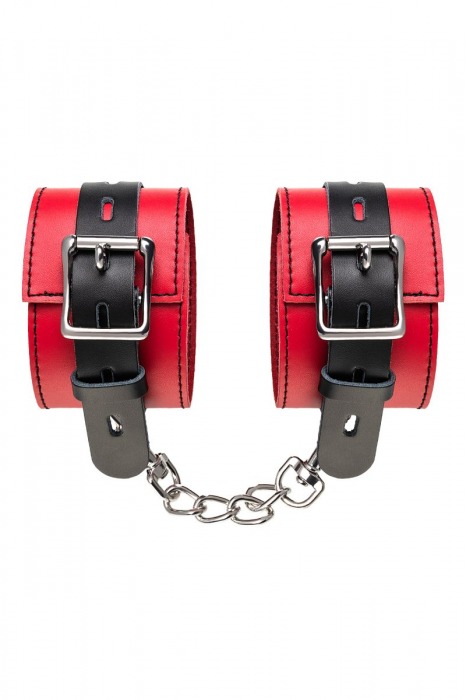 Красно-черные оковы на ноги из кожи - ToyFa - купить с доставкой в Великом Новгороде