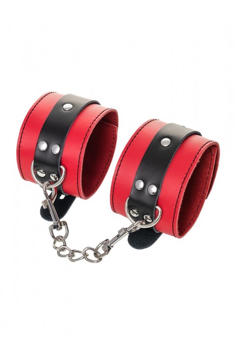 Красно-черные оковы на ноги из кожи - ToyFa - купить с доставкой в Великом Новгороде