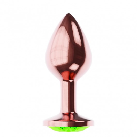 Пробка цвета розового золота с лаймовым кристаллом Diamond Emerald Shine S - 7,2 см. - Lola Games - купить с доставкой в Великом Новгороде
