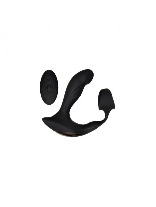 Черный вибромассажер простаты с эрекционным кольцом Strapped   Tapped - Zero Tolerance - в Великом Новгороде купить с доставкой