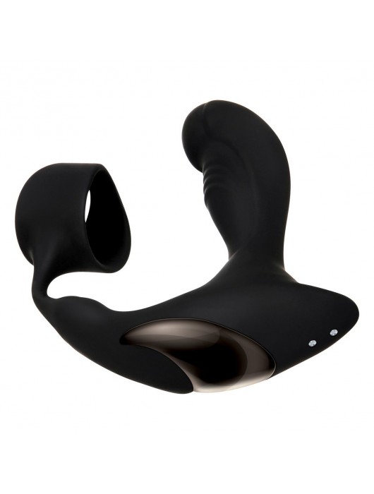 Черный вибромассажер простаты с эрекционным кольцом Strapped   Tapped - Zero Tolerance - в Великом Новгороде купить с доставкой