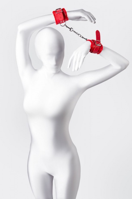 Красные наручники Anonymo из искусственной кожи - ToyFa - купить с доставкой в Великом Новгороде