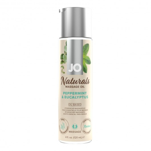 Массажное масло с ароматом перечной мяты и эвкалипта JO Naturals Peppermint   Eucalyptus - 120 мл. - System JO - купить с доставкой в Великом Новгороде