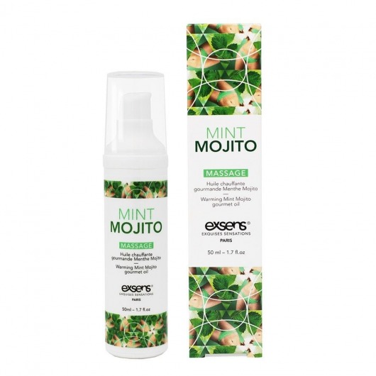 Разогревающее массажное масло с ароматом мохито Gourmet Mint Mojito - 50 мл. - Exsens - купить с доставкой в Великом Новгороде