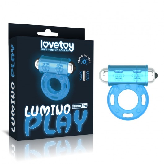 Голубое, светящееся в темноте эрекционное виброкольцо Lumino Play Vibrating Penis Ring - Lovetoy - в Великом Новгороде купить с доставкой