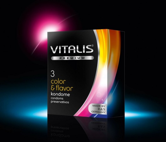 Цветные ароматизированные презервативы VITALIS PREMIUM color   flavor - 3 шт. - Vitalis - купить с доставкой в Великом Новгороде