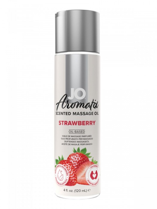 Массажное масло JO Aromatix Massage Oil Strawberry с ароматом клубники - 120 мл. - System JO - купить с доставкой в Великом Новгороде