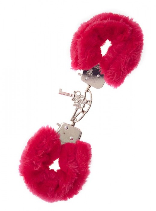 Металлические наручники с красной меховой опушкой METAL HANDCUFF WITH PLUSH RED - Dream Toys - купить с доставкой в Великом Новгороде