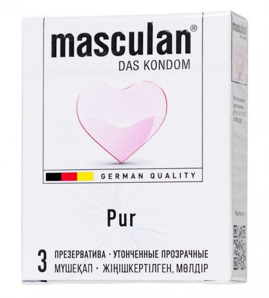 Супертонкие презервативы Masculan Pur - 3 шт. - Masculan - купить с доставкой в Великом Новгороде