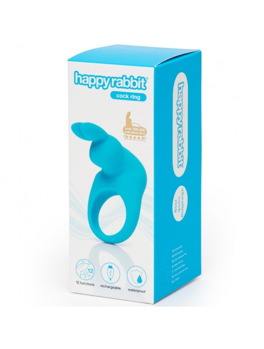 Голубое эрекционное виброкольцо Happy Rabbit Rechargeable Rabbit Cock Ring - Happy Rabbit - в Великом Новгороде купить с доставкой