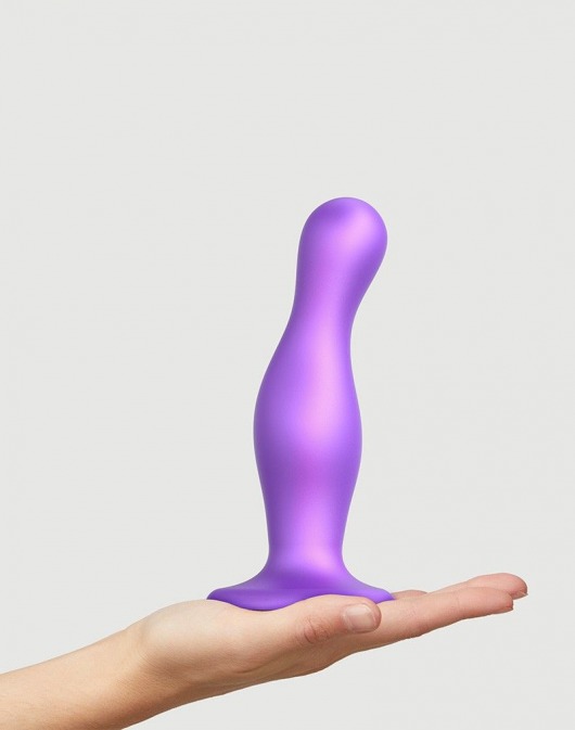 Фиолетовая насадка Strap-On-Me Dildo Plug Curvy size L - Strap-on-me - купить с доставкой в Великом Новгороде