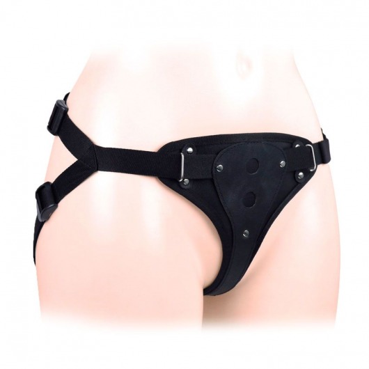 Черный пояс-трусики в комплекте с коннектором и насадкой - Notabu - купить с доставкой в Великом Новгороде