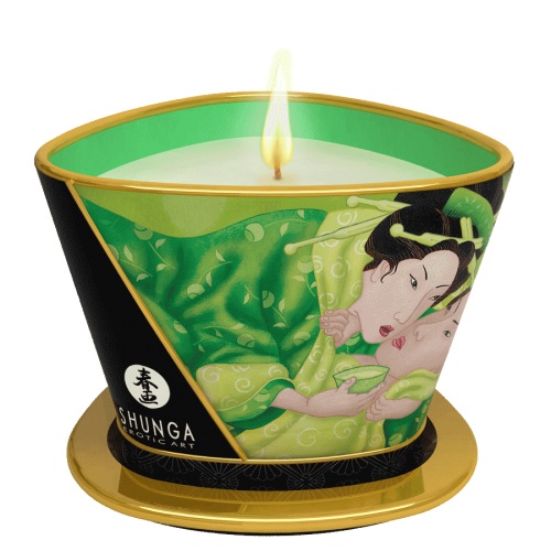 Массажная свеча Exotic Green Tea с ароматом зелёного чая - 170 мл. - Shunga - купить с доставкой в Великом Новгороде