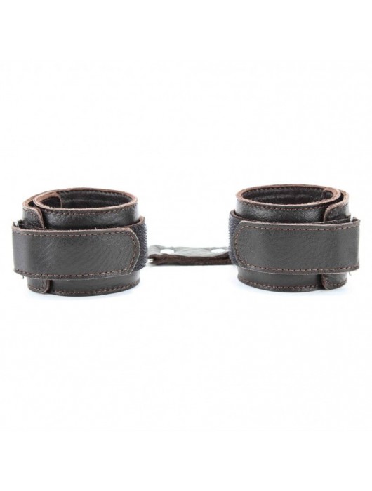 Коричневые кожаные оковы с клепками - БДСМ Арсенал - купить с доставкой в Великом Новгороде