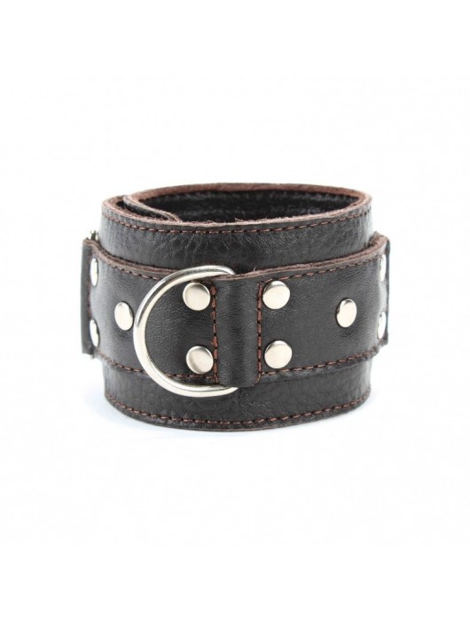 Коричневые кожаные оковы с клепками - БДСМ Арсенал - купить с доставкой в Великом Новгороде