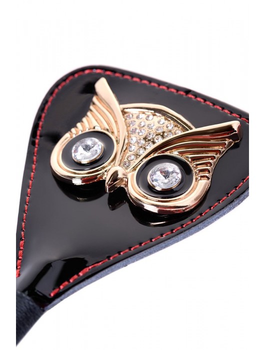 Чёрный стек с совой на кожаном наконечнике - 24 см. - ToyFa - купить с доставкой в Великом Новгороде