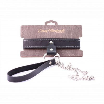 Узкий однослойный ошейник с поводком - Crazy Handmade - купить с доставкой в Великом Новгороде