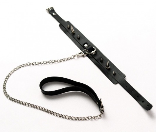 Черный ошейник с шипами и поводком - Crazy Handmade - купить с доставкой в Великом Новгороде