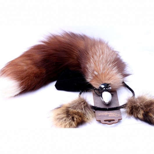 Игровой комплект: серебристая анальная пробка с пушистым хвостом и ободок-ушки - Crazy Handmade - купить с доставкой в Великом Новгороде