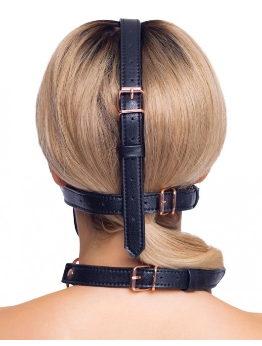 Черный намордник с кляпом-шаром Head Harness With A Gag - Orion - купить с доставкой в Великом Новгороде