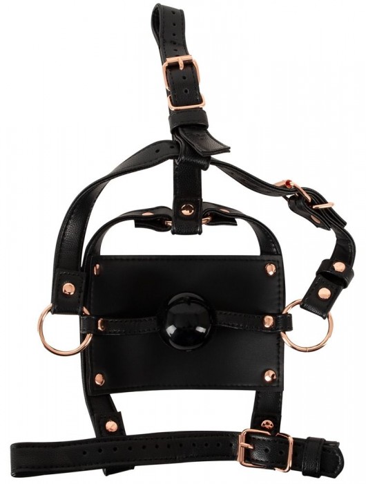 Черный намордник с кляпом-шаром Head Harness With A Gag - Orion - купить с доставкой в Великом Новгороде