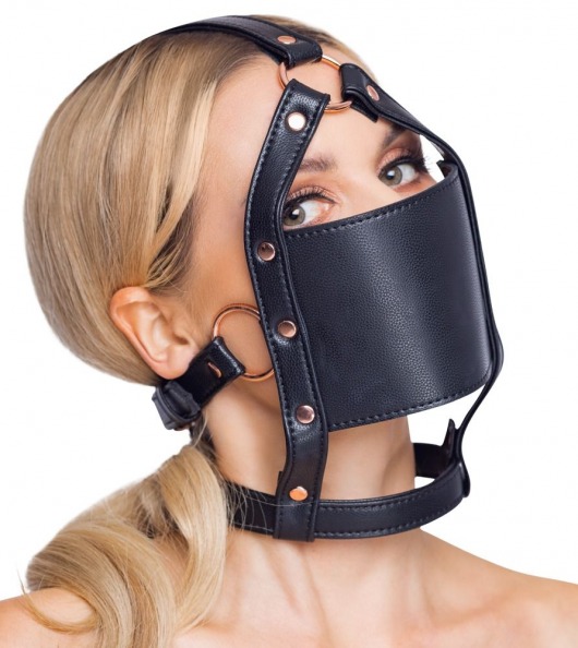 Черный намордник с кляпом-шаром Head Harness With A Gag - Orion - купить с доставкой в Великом Новгороде