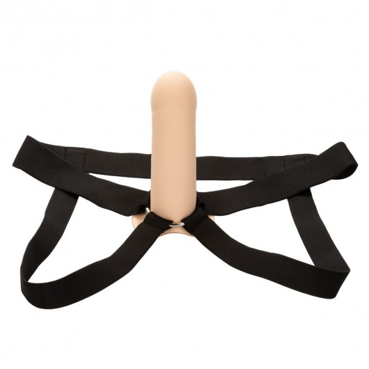 Телесный фаллопротез из силикона Extension with Harness - 15,75 см. - California Exotic Novelties - купить с доставкой в Великом Новгороде