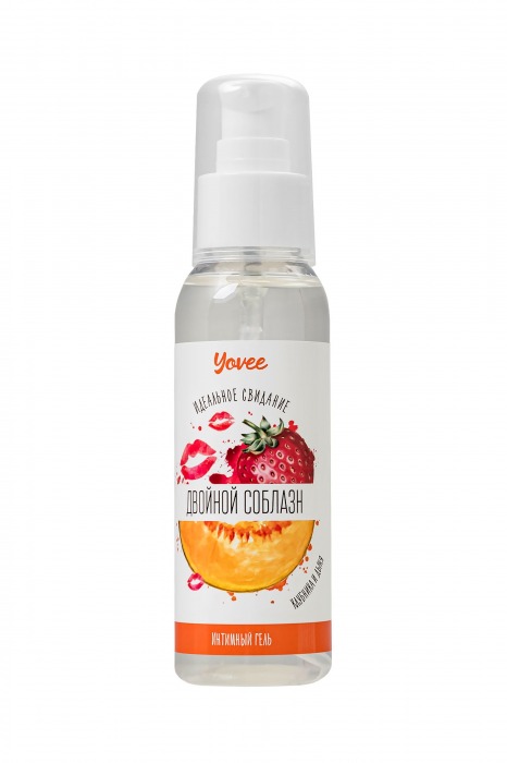 Съедобная гель-смазка Yovee «Двойной соблазн» с Д-пантенолом и вкусом клубники и дыни - 100 мл. - ToyFa - купить с доставкой в Великом Новгороде