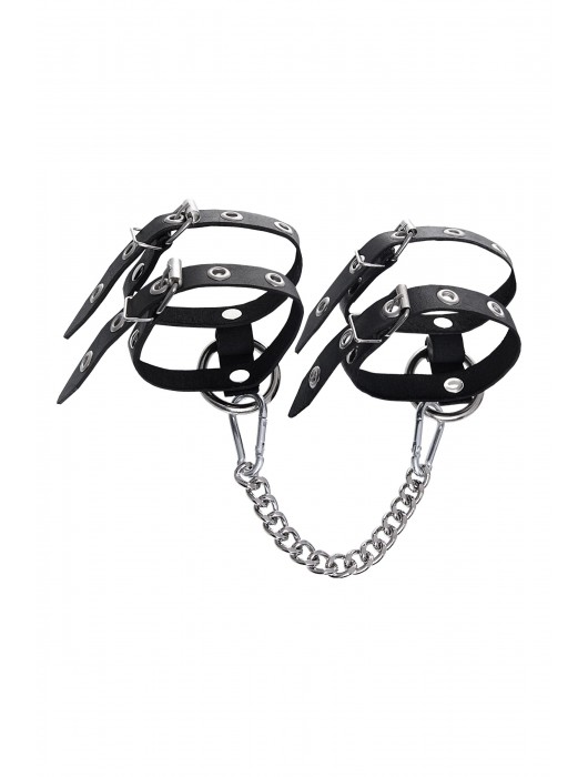 Черные однослойные кожаные оковы из двух ремешков - Pecado - купить с доставкой в Великом Новгороде