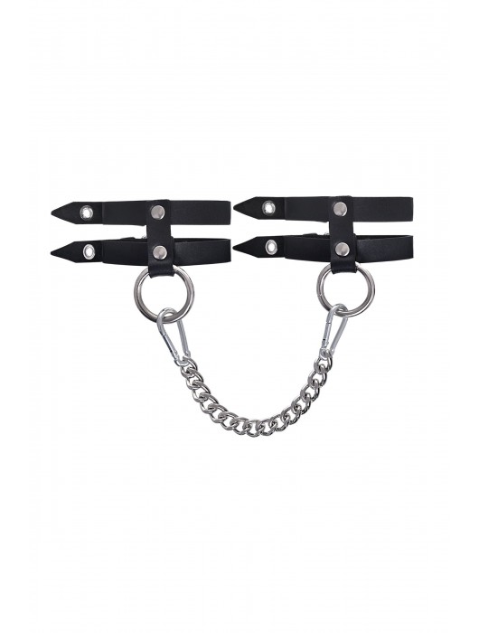 Черные однослойные кожаные оковы из двух ремешков - Pecado - купить с доставкой в Великом Новгороде