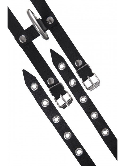 Черные однослойные кожаные оковы из двух ремешков - Pecado - купить с доставкой в Великом Новгороде