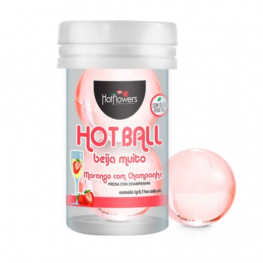 Лубрикант на масляной основе Hot Ball Beija Muito с ароматом клубники и шампанского (2 шарика по 3 гр.) - HotFlowers - купить с доставкой в Великом Новгороде