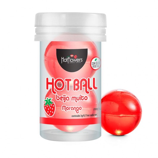 Лубрикант на масляной основе Hot Ball Beija Muito с ароматом клубники (2 шарика по 3 гр.) - HotFlowers - купить с доставкой в Великом Новгороде