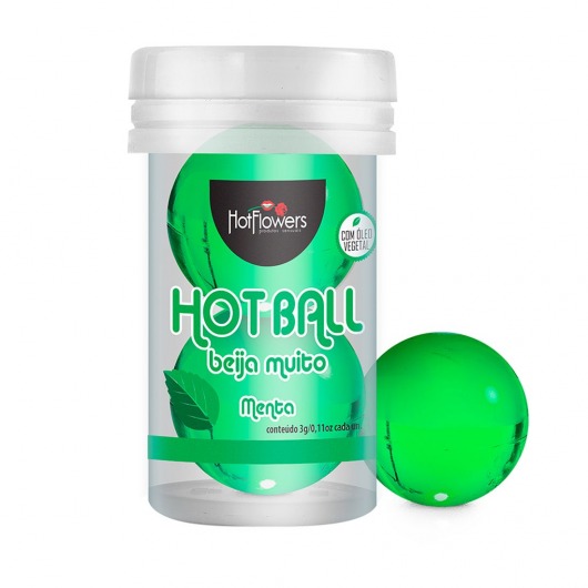 Лубрикант на масляной основе Hot Ball Beija Muito с ароматом мяты (2 шарика по 3 гр.) - HotFlowers - купить с доставкой в Великом Новгороде