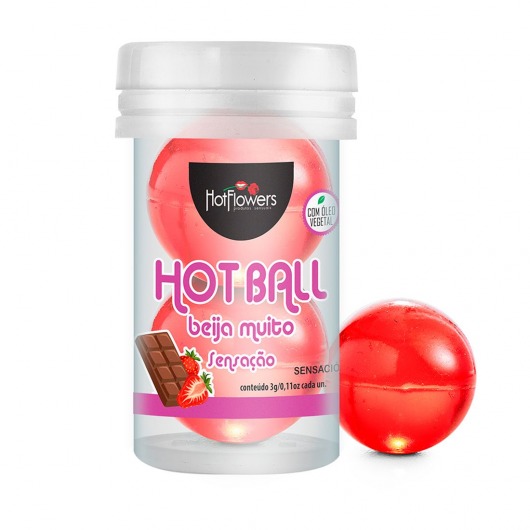 Лубрикант на масляной основе Hot Ball Beija Muito с ароматом шоколада и клубники (2 шарика по 3 гр.) - HotFlowers - купить с доставкой в Великом Новгороде