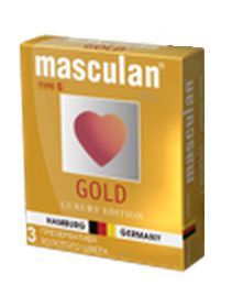 Презервативы Masculan Ultra Gold с золотым напылением и ароматом ванили - 3 шт. - Masculan - купить с доставкой в Великом Новгороде