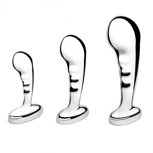 Набор из 3 стальных стимуляторов простаты Stainless Steel P-spot Training Set - b-Vibe - в Великом Новгороде купить с доставкой