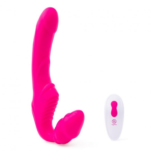 Розовый безремневой страпон на радиоуправлении Strapless Together - 22 см. - Together Toy - купить с доставкой в Великом Новгороде