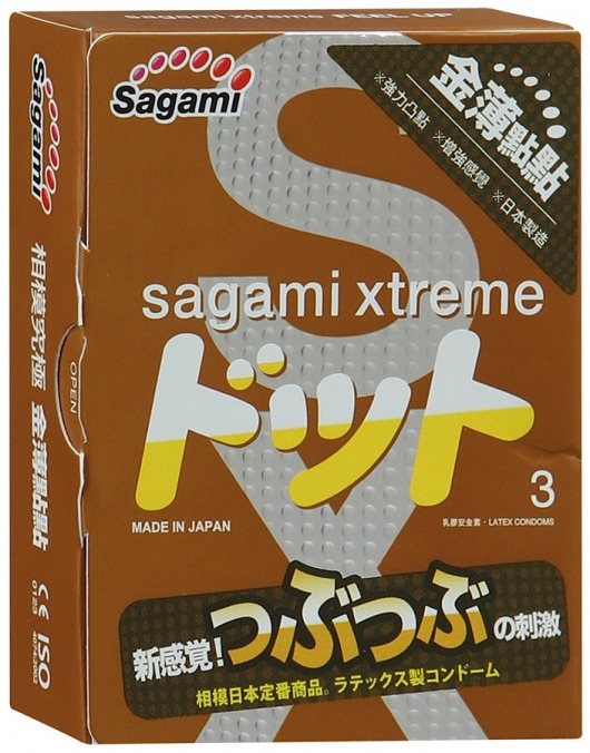 Презервативы Sagami Xtreme FEEL UP с точечной текстурой и линиями прилегания - 3 шт. - Sagami - купить с доставкой в Великом Новгороде