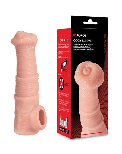 Телесная фантазийная насадка на член Cock Sleeve Size M - KOKOS - в Великом Новгороде купить с доставкой