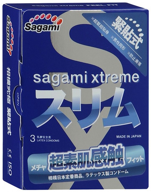 Розовые презервативы Sagami Xtreme FEEL FIT 3D - 3 шт. - Sagami - купить с доставкой в Великом Новгороде