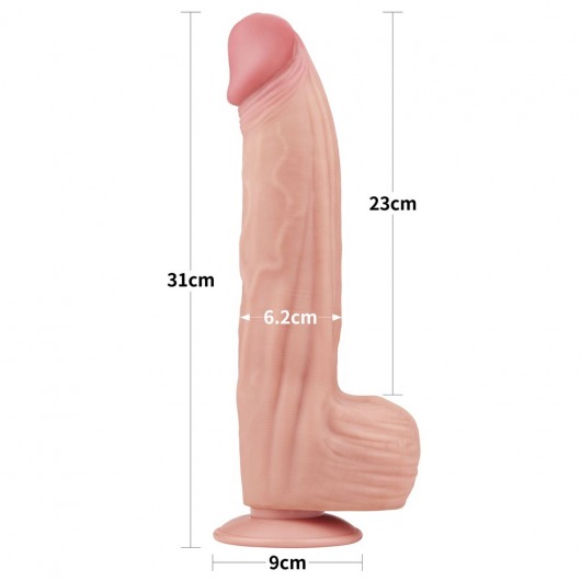 Телесный фаллоимитатор 12 King Sized Sliding Skin Dual Layer Dong - 31 см. - Lovetoy