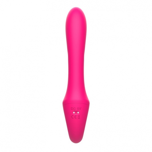 Розовый вибратор с клиторальным отростком и пультом ДУ- 19,6 см. - I-MOON