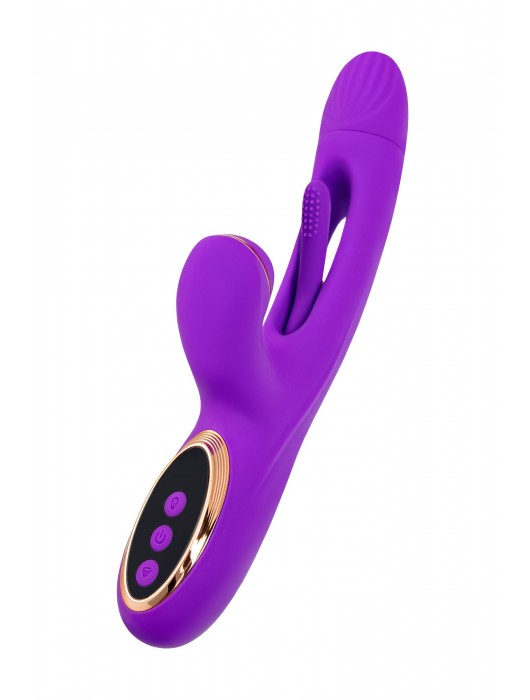 Фиолетовый вибратор с вакуумной стимуляцией и язычком Pitti - 24 см. - JOS