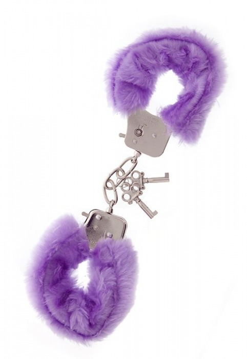 Фиолетовые меховые наручники METAL HANDCUFF WITH PLUSH LAVENDER - Dream Toys - купить с доставкой в Великом Новгороде