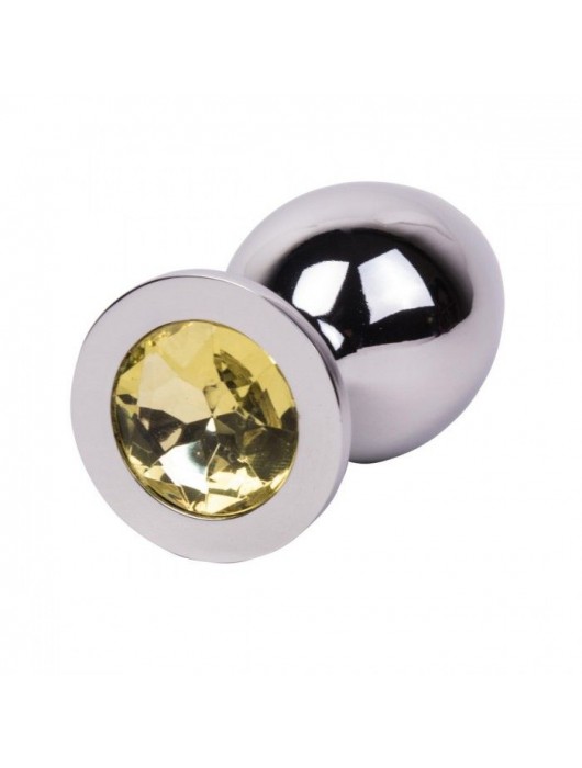Большой стальной плаг с желтым кристаллом Sweet Lemon - 9,5 см. - Erotic Fantasy - купить с доставкой в Великом Новгороде
