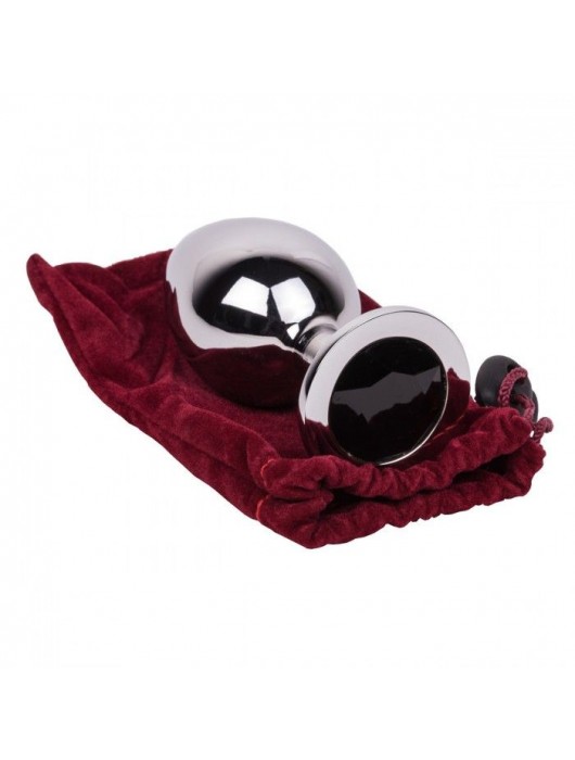 Большой стальной плаг с черным кристаллом Black Rave - 9,5 см. - Erotic Fantasy - купить с доставкой в Великом Новгороде