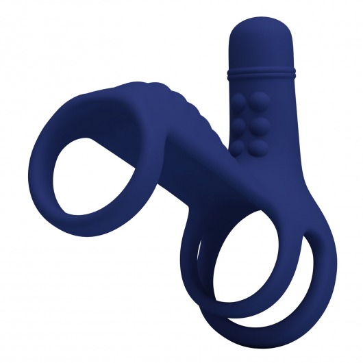 Синяя вибронасадка на пенис Vibrating Penis Sling - Baile - в Великом Новгороде купить с доставкой