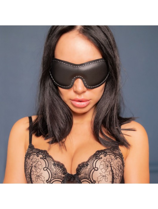 Черная мягкая закрытая маска из натуральной кожи - Crazy Handmade - купить с доставкой в Великом Новгороде