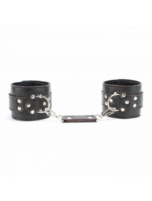 Коричневые оковы из мягкой кожи на металлической цепочке - БДСМ Арсенал - купить с доставкой в Великом Новгороде